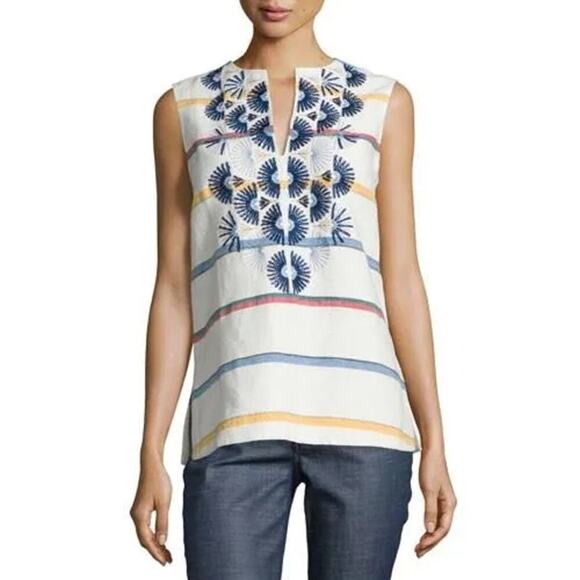Tory Burch Tops - Tory Burch Striped Avery Sleeveless Top 0